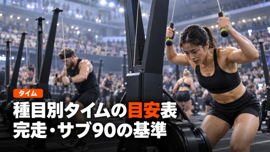 HYROX種目別タイムの目安表｜完走からサブ90まで